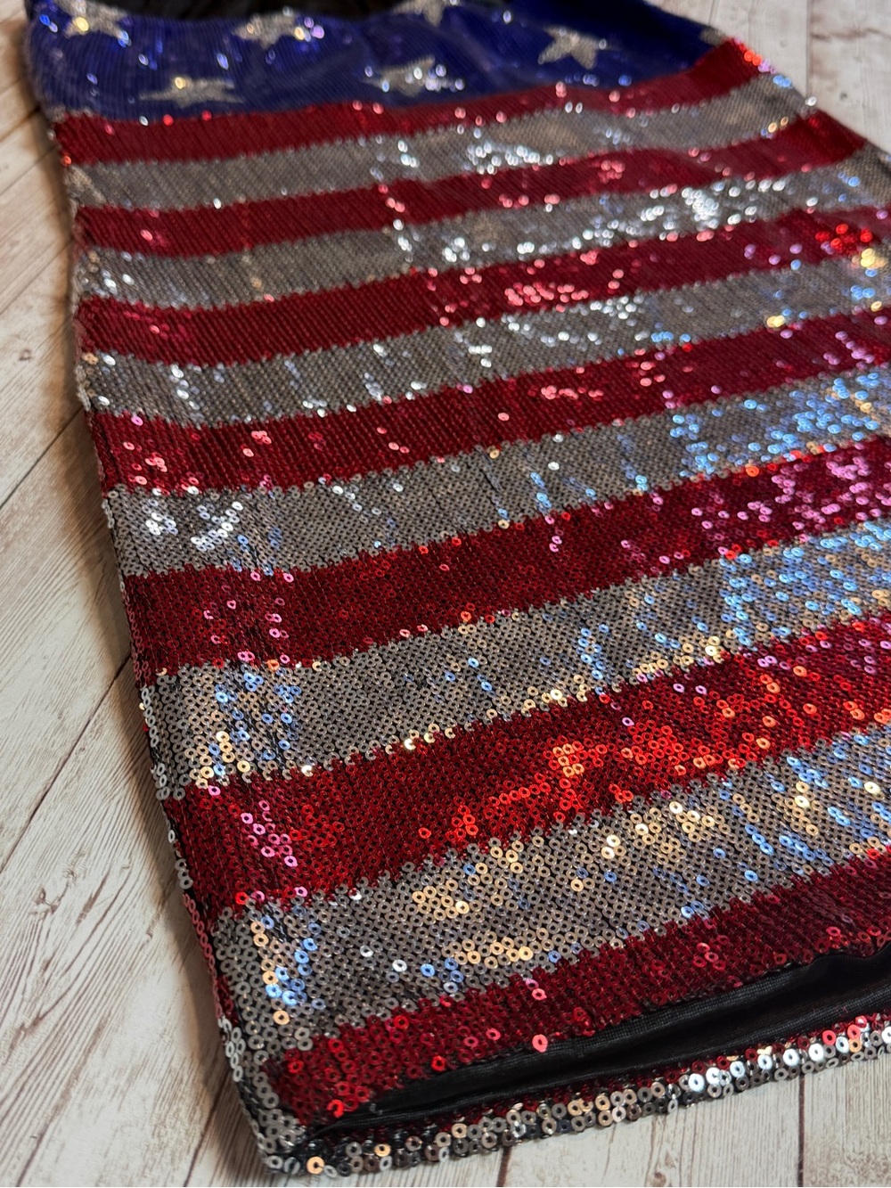 Sequin American Flag Strapless Mini Dress - Red, Silver, Blue - Picture 4 of 5